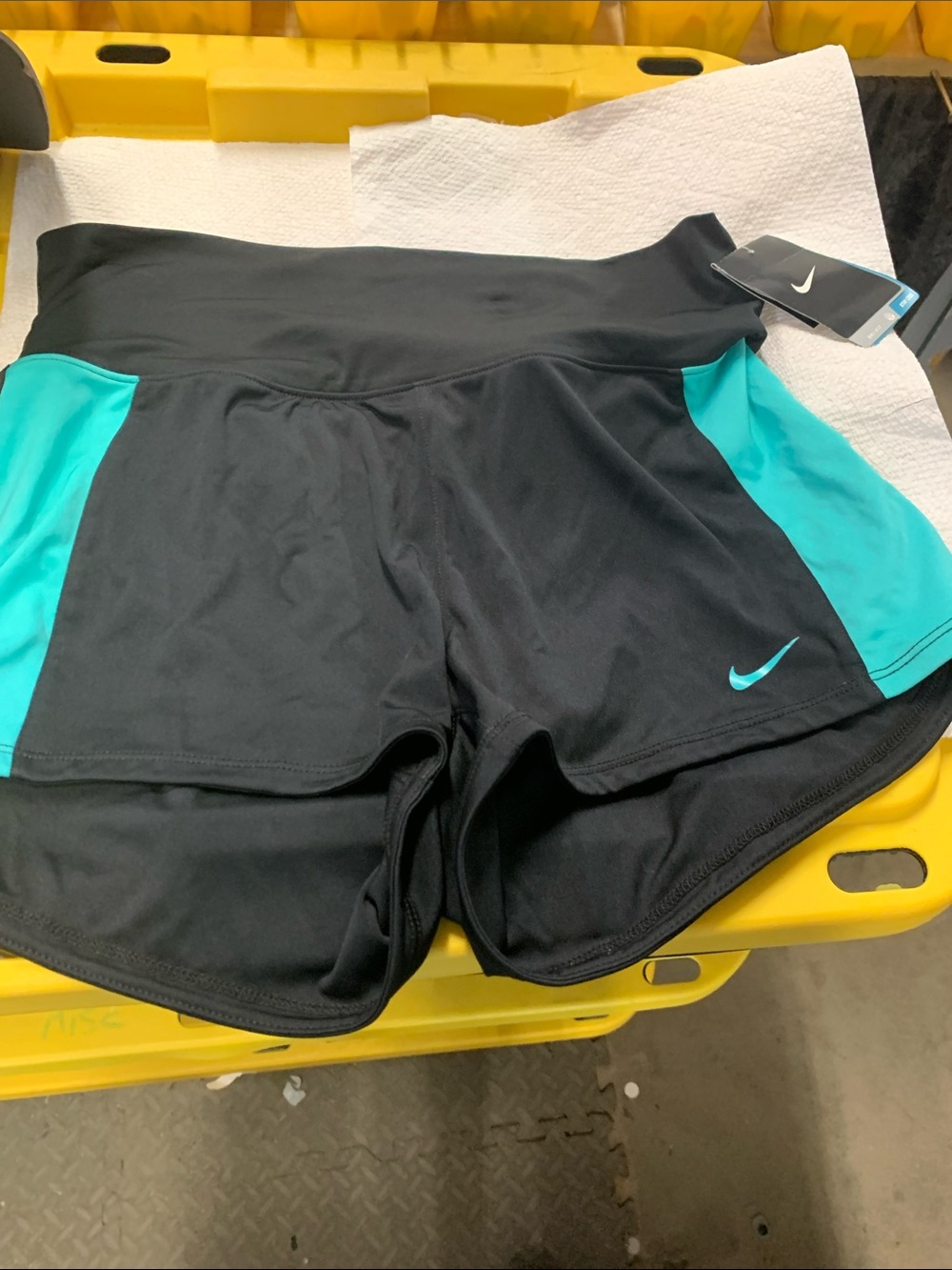 Nike Women's Black Shorts with Teal Accents